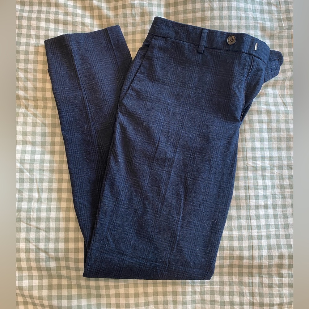 Bonobos Slim Blue Checkered Pants W33 L30